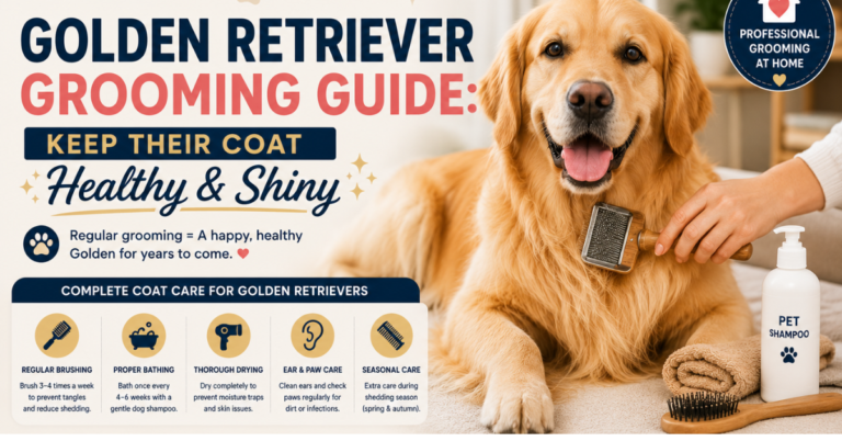 Golden Retriever grooming tips - brushing a Golden Retriever's double coat