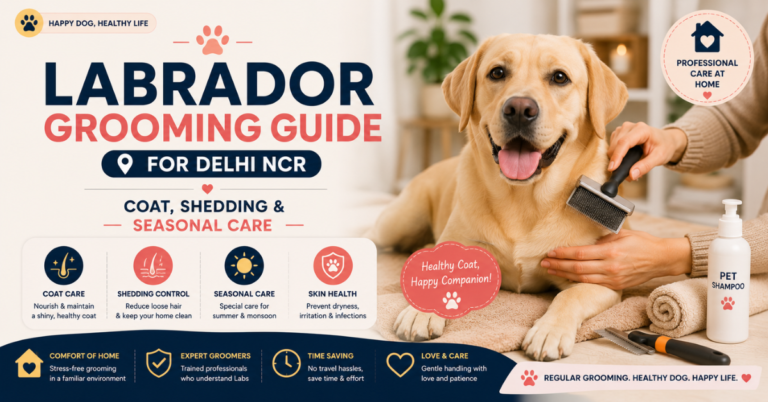 Labrador grooming Delhi — Tailsroom at-home de-shedding session