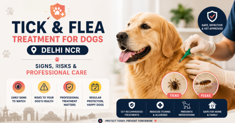 dog grooming tick treatment session at home in Delhi NCR