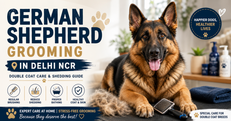 German Shepherd grooming Delhi NCR — Tailsgroom at-home de-shedding