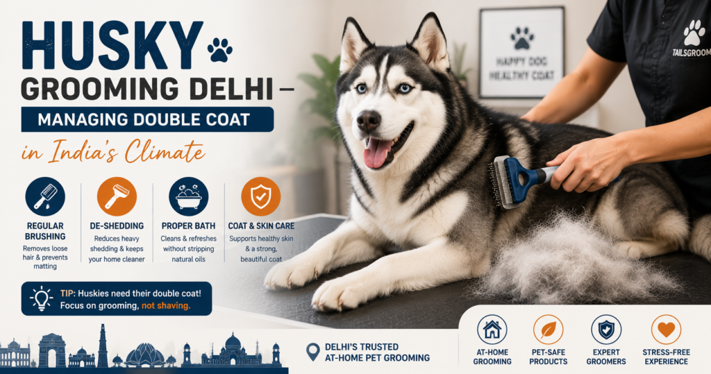 Husky Grooming Delhi — Managing Double Coat in India’s Climate