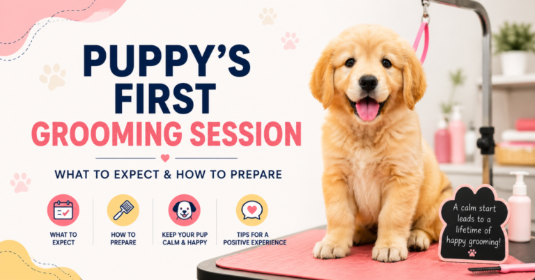 puppy first grooming Delhi — Tailsgroom calm at-home session
